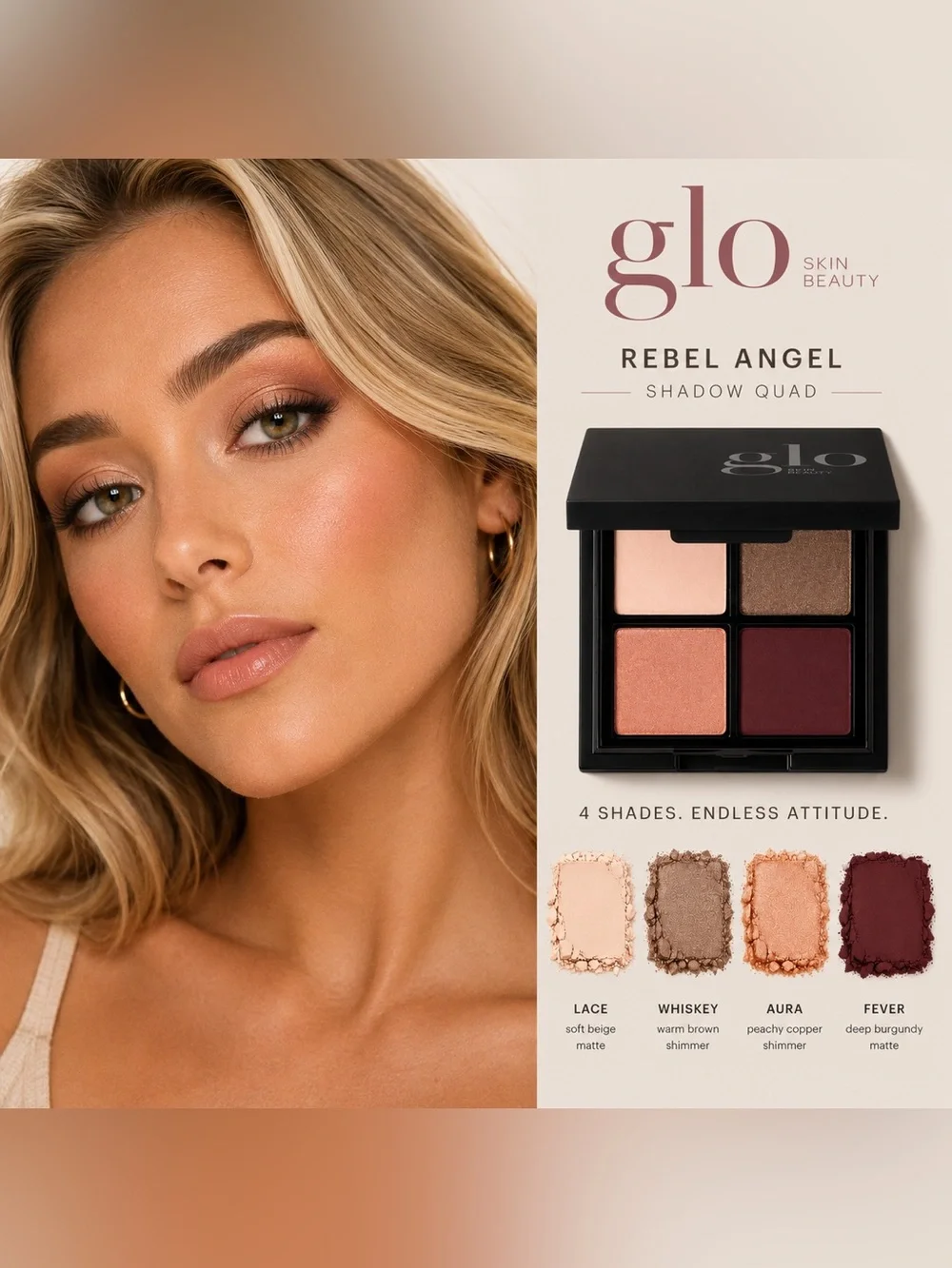 Glo Skin Beauty Rebel Angel Shadow Quad Eyeshadow Palette New